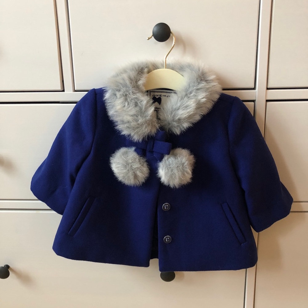 Janie and Jack girls coat w/faux fur collar 12-18
